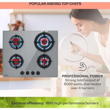 Klarstein Firetale Gas Hob 4-Burner 60 Cm Aluminium Burner Natural Gas/Propane Incl. Hose And Pressure Reducer 3 Klarstein Firetale Gas Hob 4-Burner 60 Cm Aluminium Burner Natural Gas/Propane Incl. Hose And Pressure Reducer - Image 3