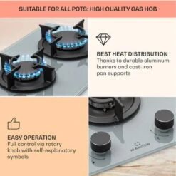 Klarstein Firetale Gas Hob 2-Burner Aluminium Burner Natural Gas/Propane Incl. Hose And Pressure Reducer -Home Appliances Store 97224695 4